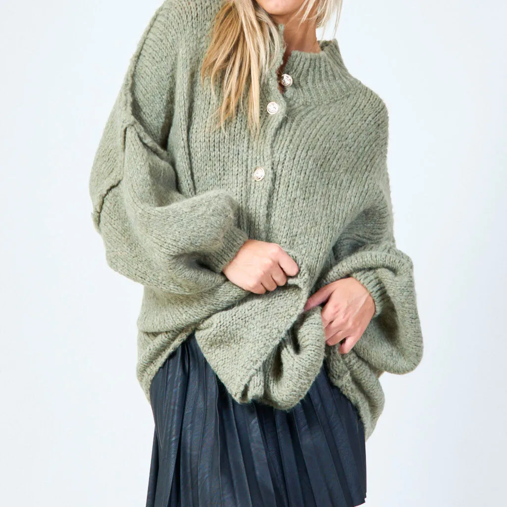 Elegant chunky knit cardigan with button accents wholesale