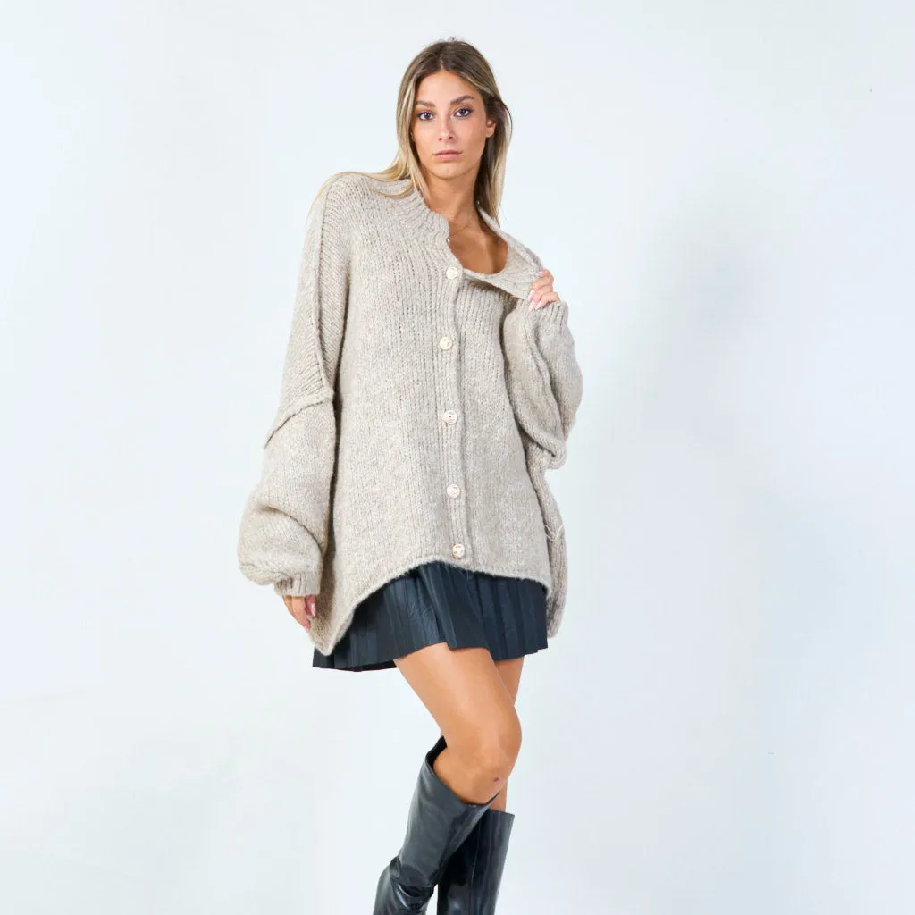 Elegant chunky knit cardigan with button accents wholesale
