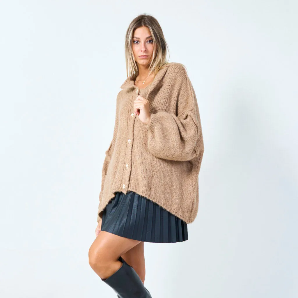 Elegant chunky knit cardigan with button accents wholesale