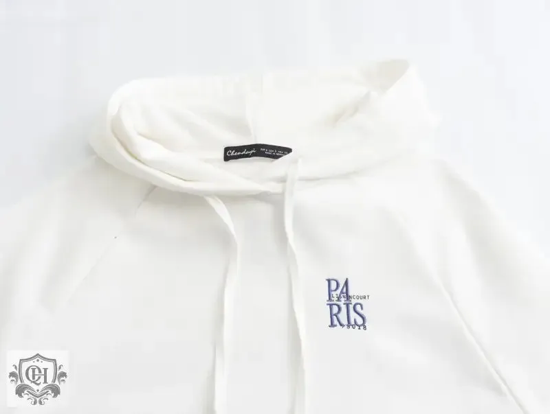 Embroidered Pullover Hooded Sweater