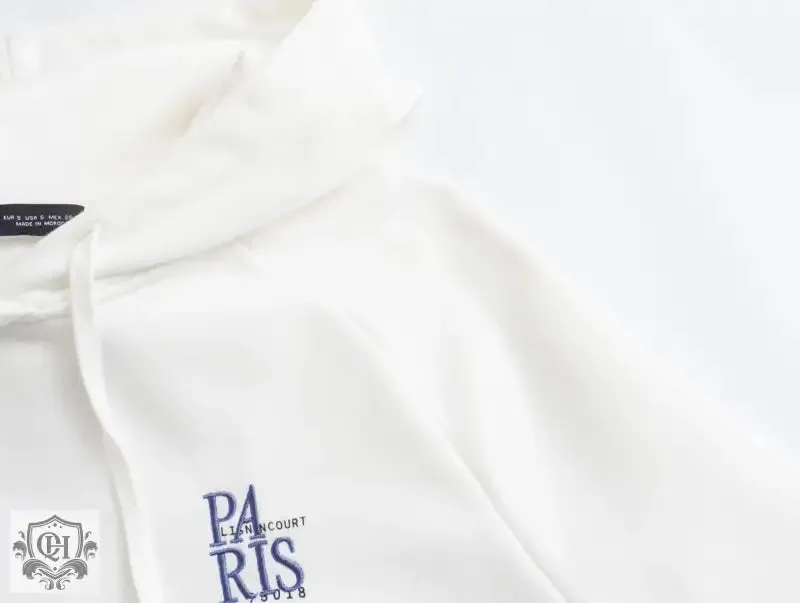 Embroidered Pullover Hooded Sweater