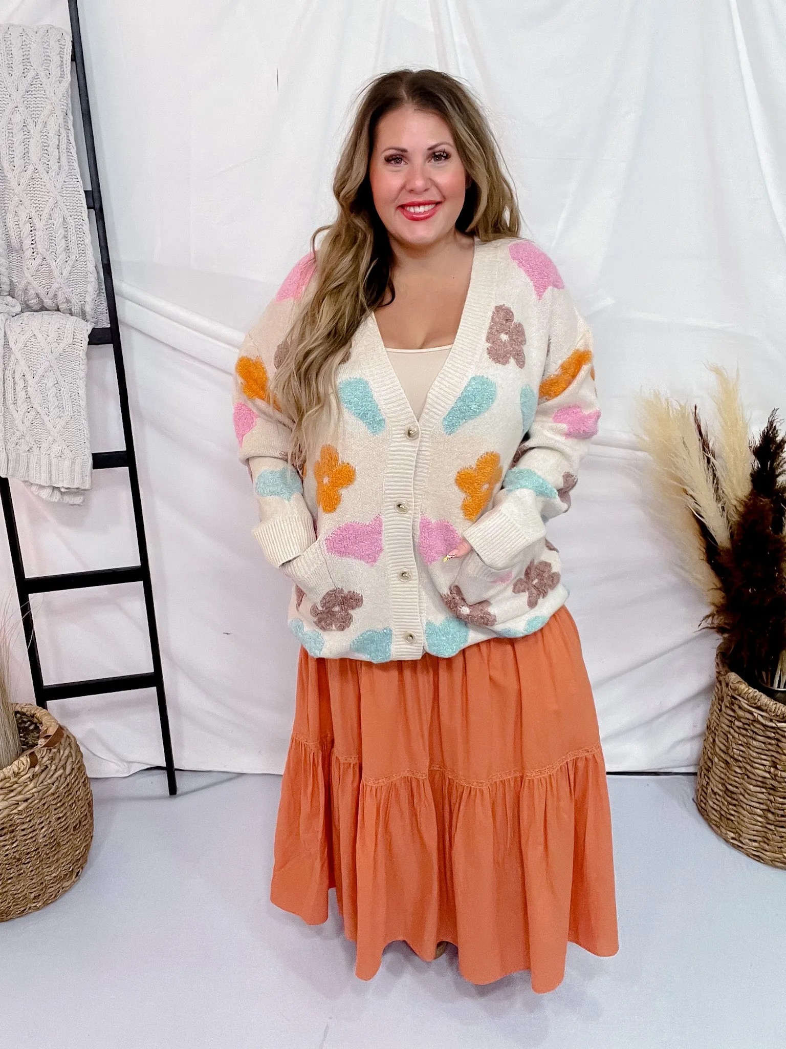 Floral & Hearts Long Sleeve Cardigan