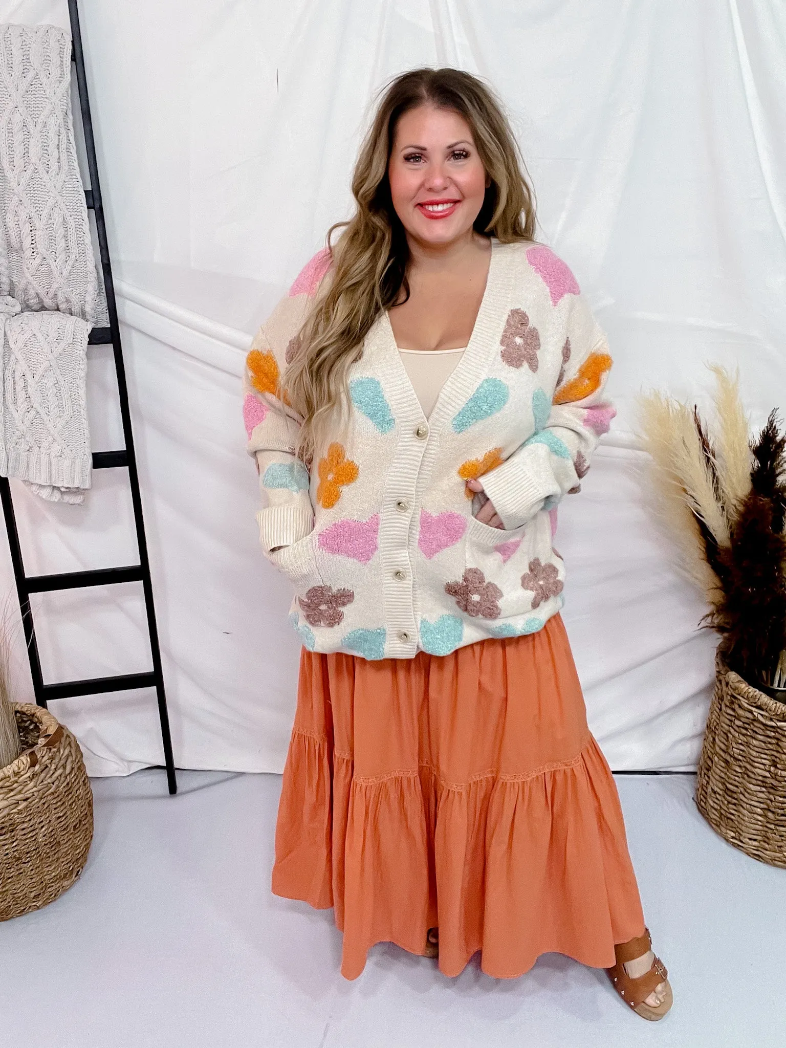 Floral & Hearts Long Sleeve Cardigan