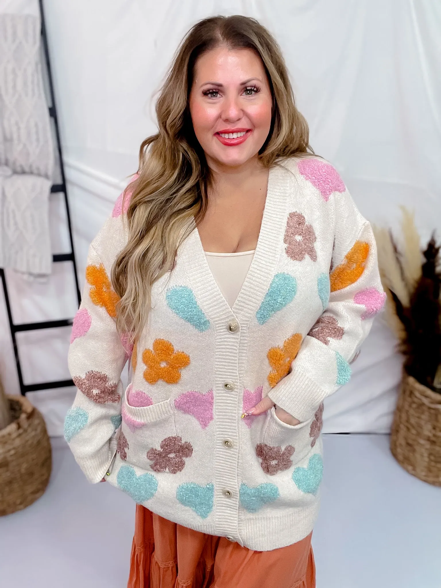 Floral & Hearts Long Sleeve Cardigan