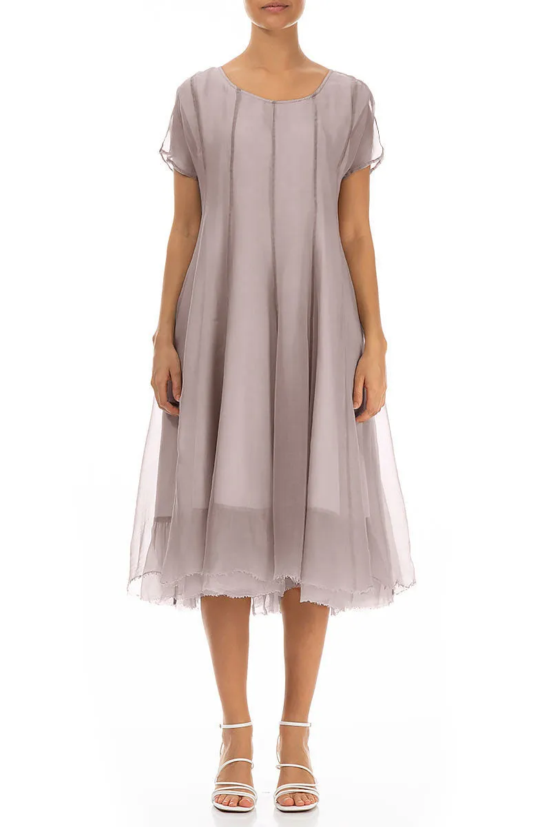 Flowy Greige Silk Chiffon Dress