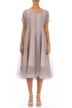 Flowy Greige Silk Chiffon Dress