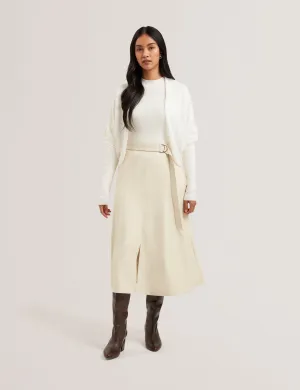 Gabrlaa Circular Knit Cropped Shrug Cardigan Ivory