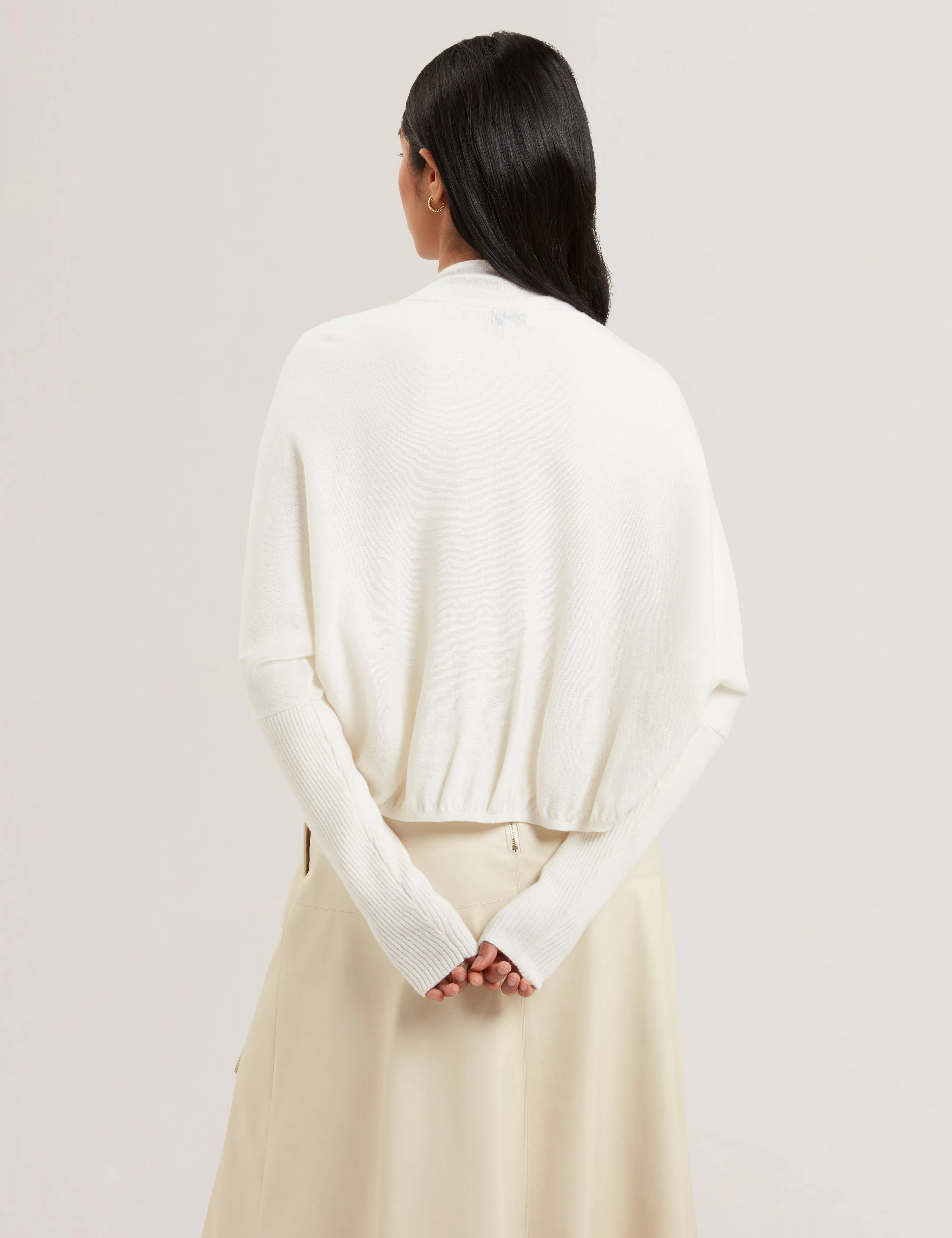 Gabrlaa Circular Knit Cropped Shrug Cardigan Ivory