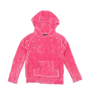 George Pink Chunky Chenille Hoodie Jumper with Mock Pearls - Girls 6-7yrs
