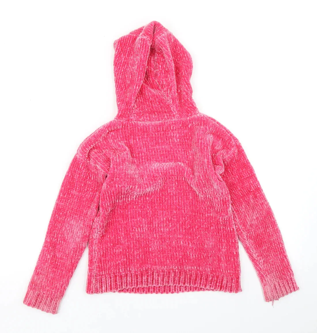 George Pink Chunky Chenille Hoodie Jumper with Mock Pearls - Girls 6-7yrs