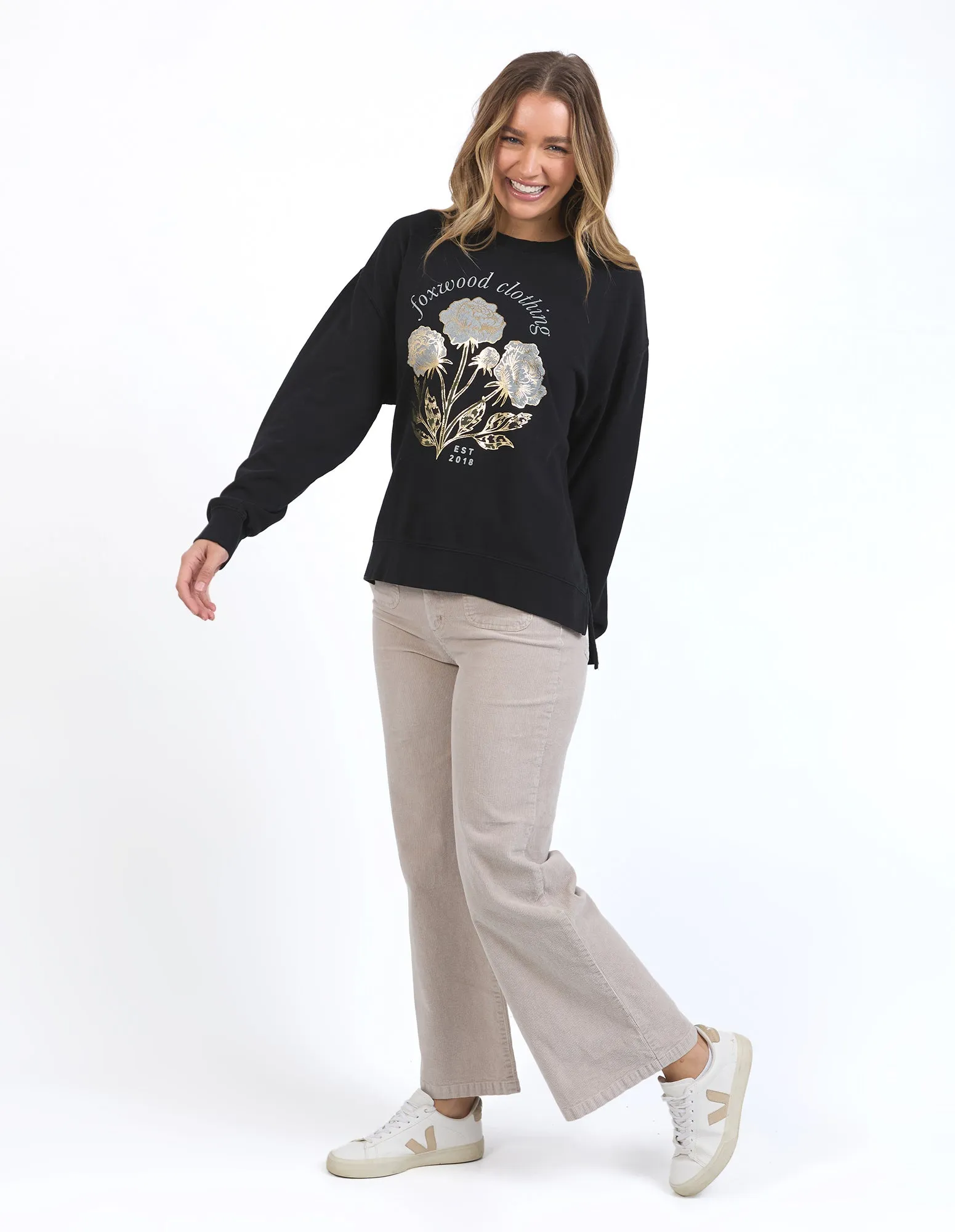 Golden Rose Crew - Washed Black