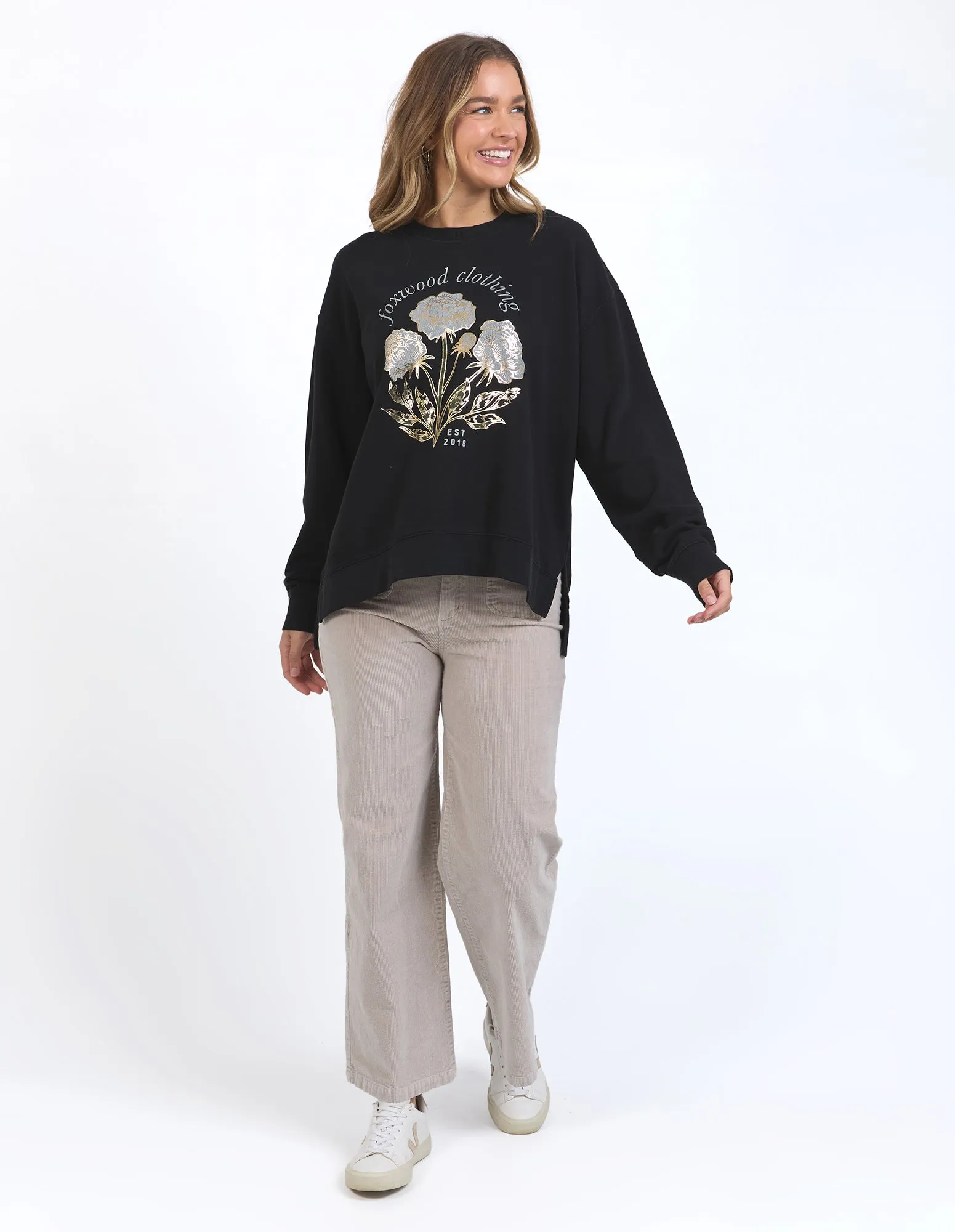 Golden Rose Crew - Washed Black