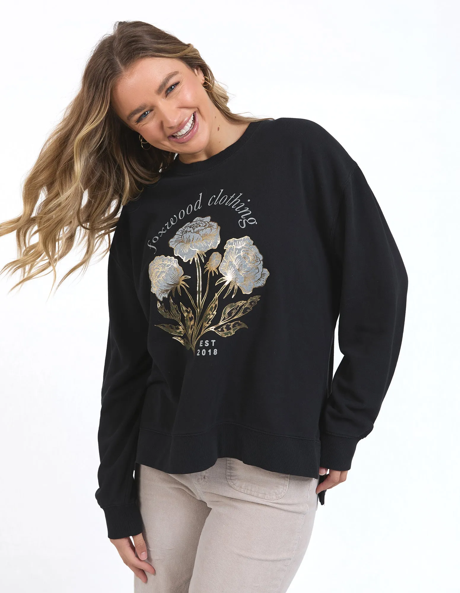 Golden Rose Crew - Washed Black