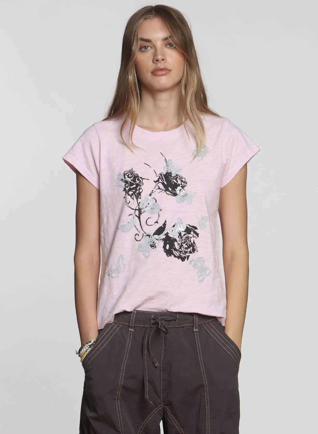 Graphic Ava Tee - Peony Rose Butterflies