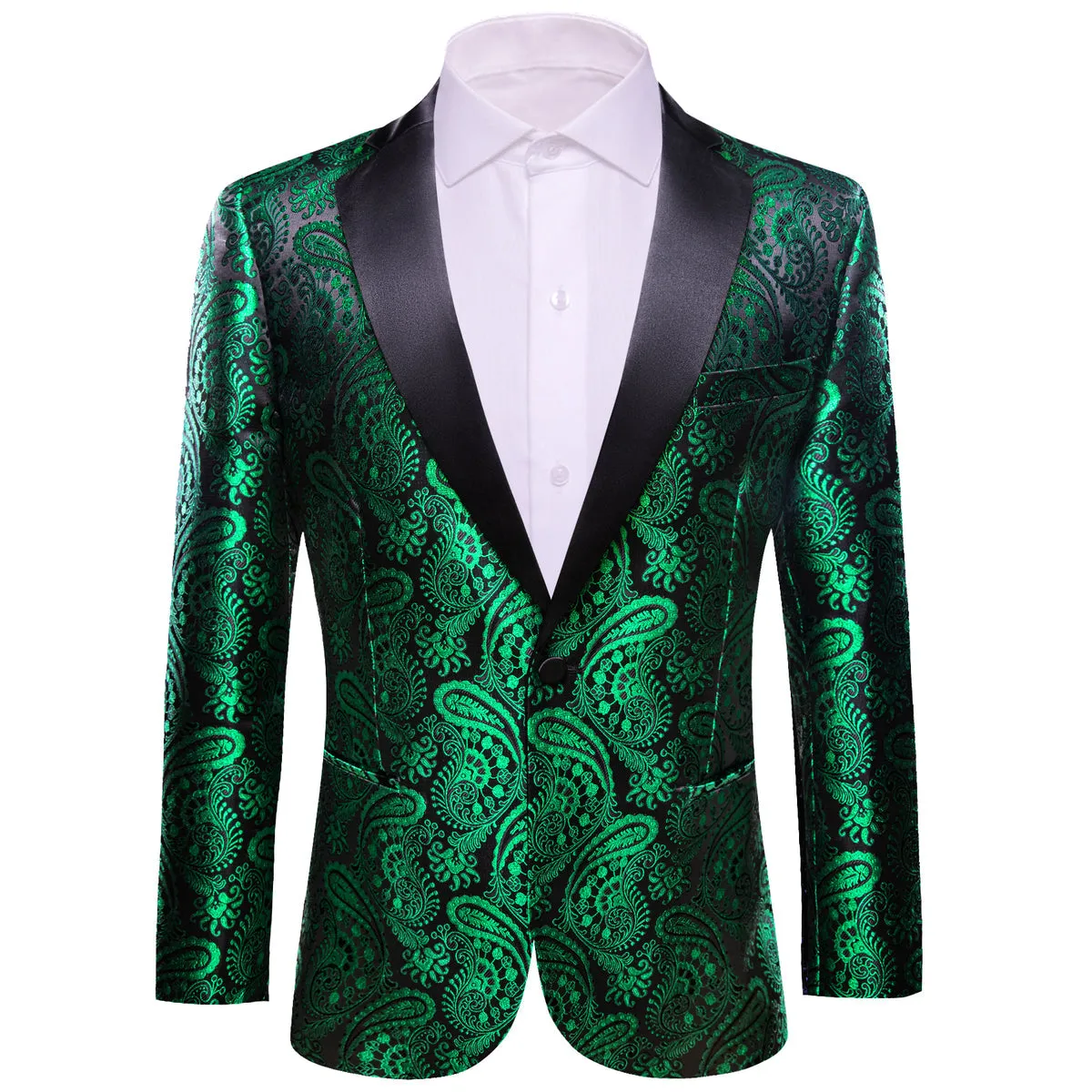 Green and Black Paisley Tuxedo Jacket