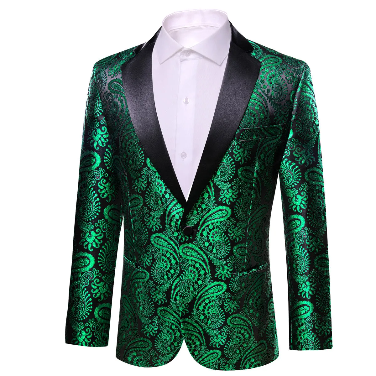 Green and Black Paisley Tuxedo Jacket