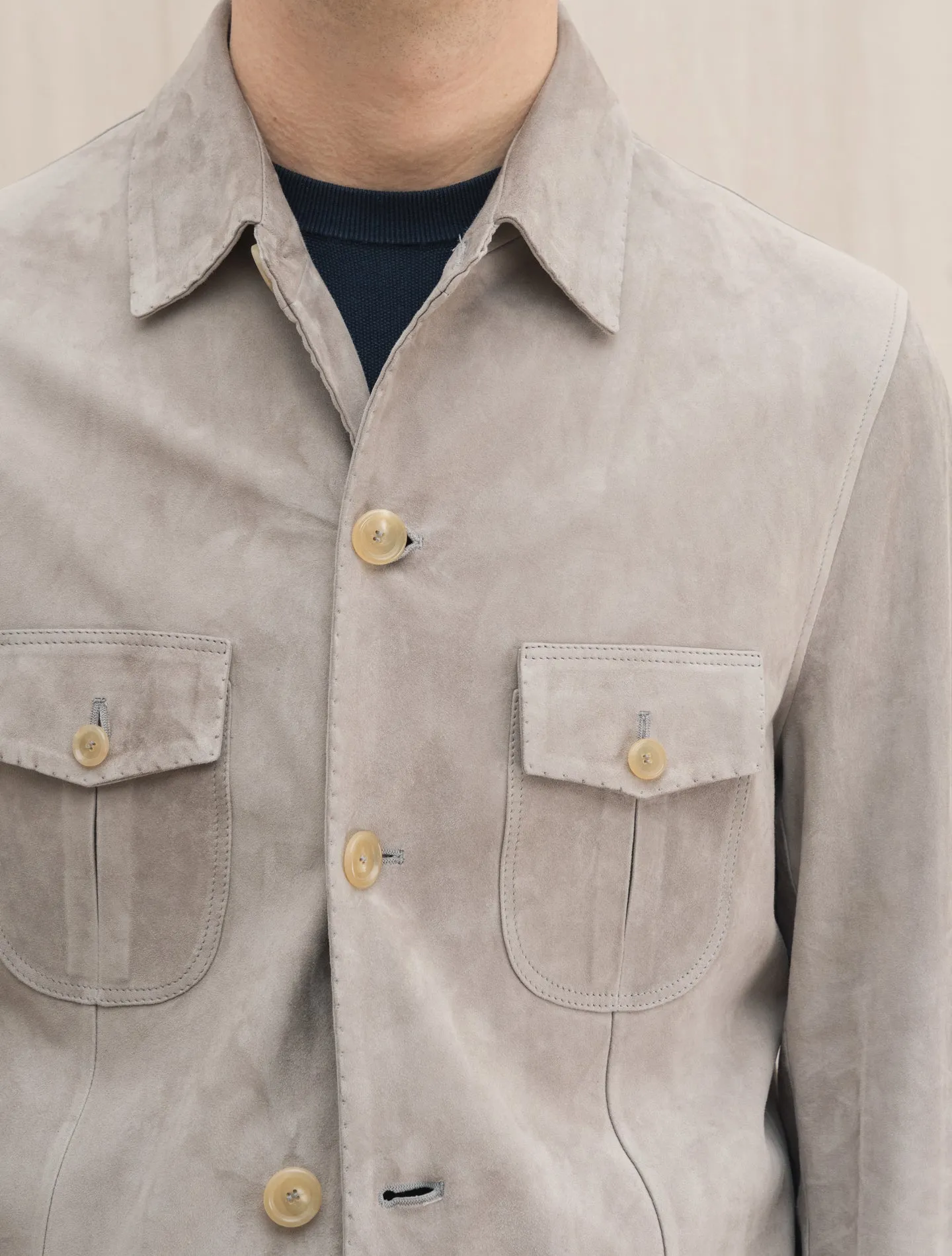 Handmade Suede Jacket Stone