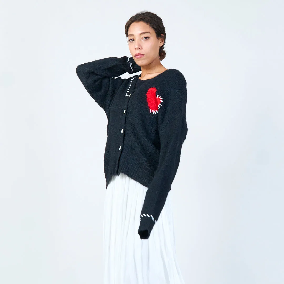 Heart accent cardigan wholesale