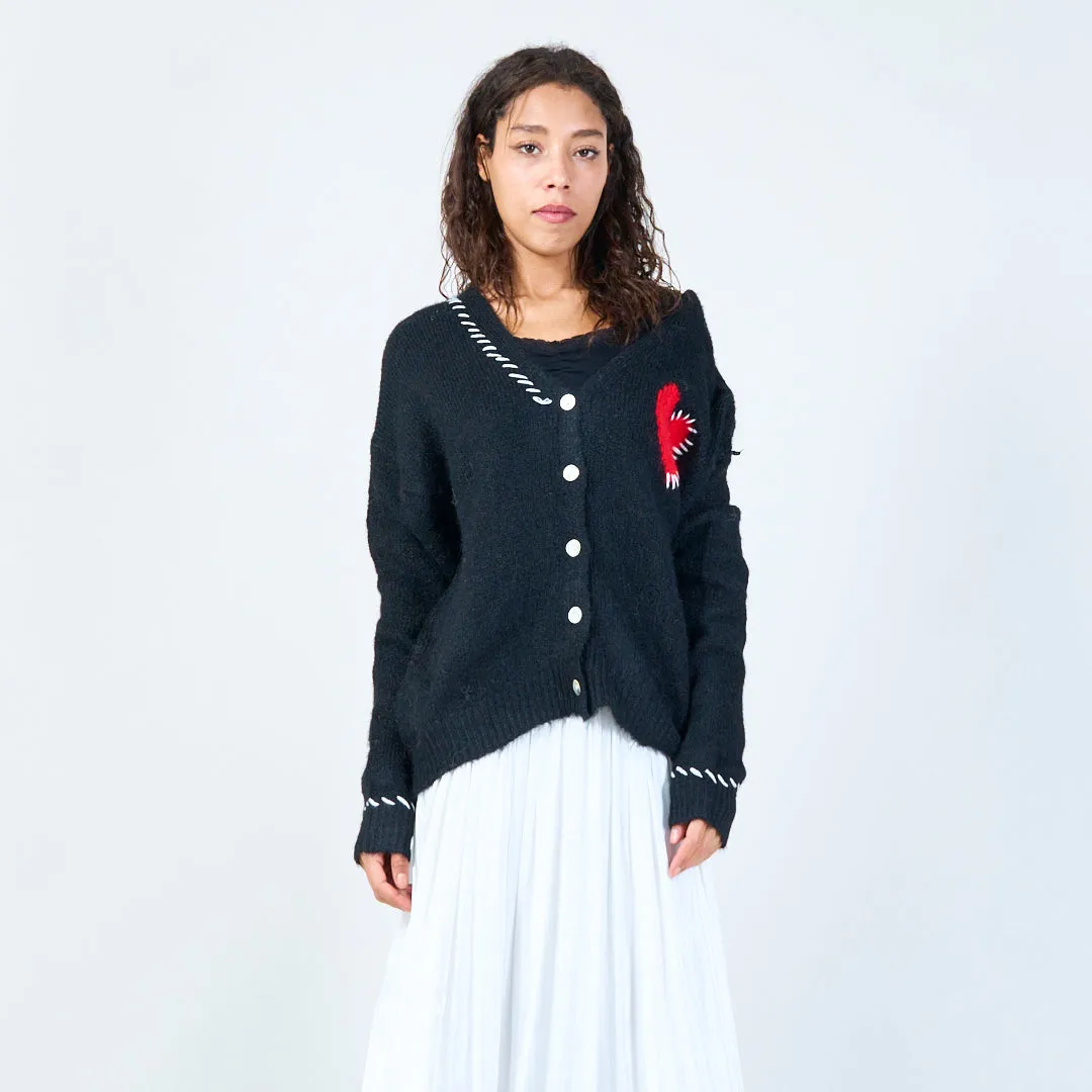 Heart accent cardigan wholesale