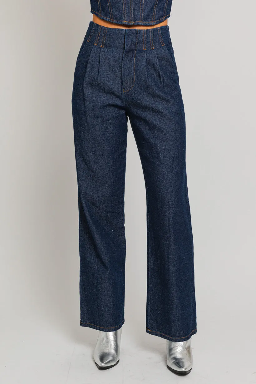 High Waisted Wide Leg Denim Pants