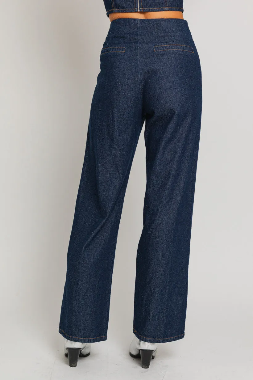 High Waisted Wide Leg Denim Pants