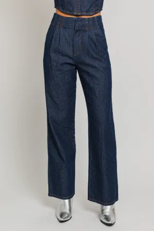 High Waisted Wide Leg Denim Pants