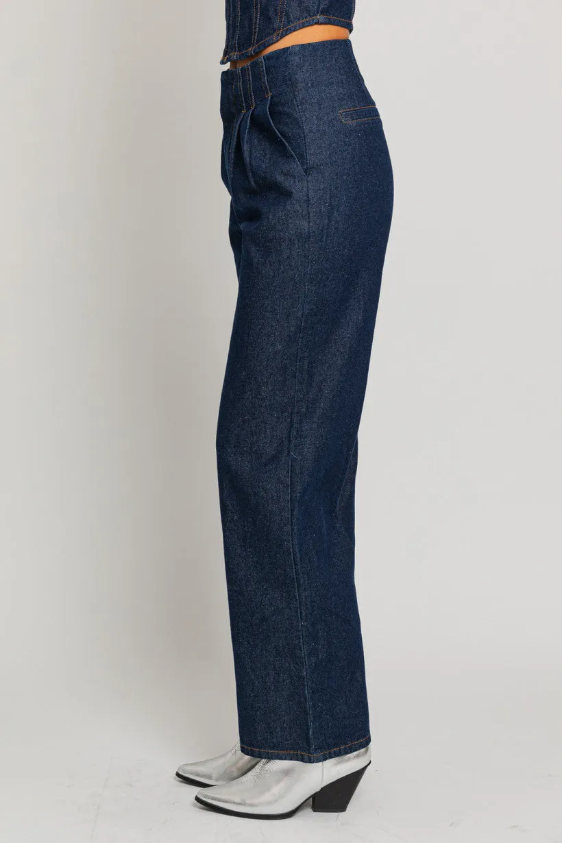 High Waisted Wide Leg Denim Pants