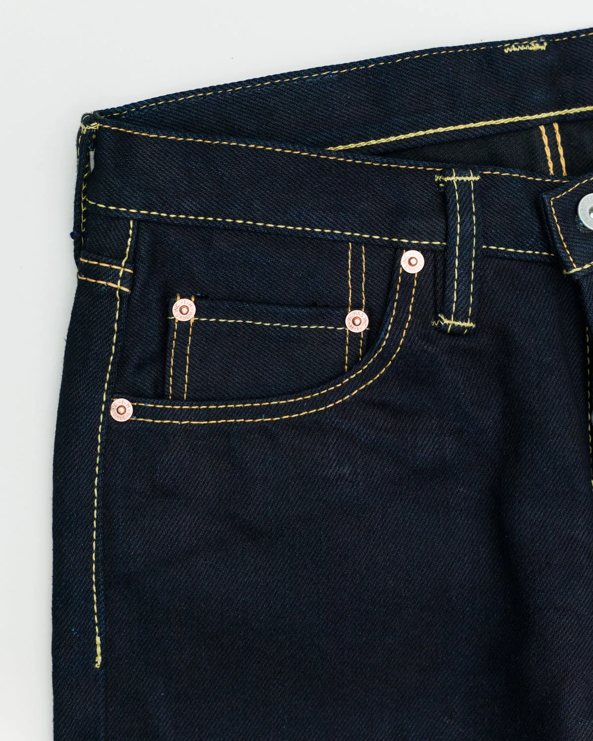 IH-777S-21ib - 21oz Selvedge Denim Slim Tapered Cut Jeans - Indigo/Black