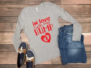 In Love with My Bump- Cute Pregnancy Valentine Long Sleeve T Shirt -Mom to be Valentine's Day Shirt - Valentines Baby Bump Shirt