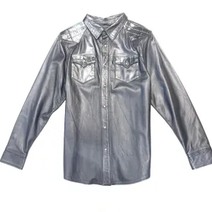 Kashani Black Alligator/Lambskin Button-Up Shirt