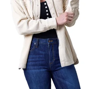 Kimes Ranch Women's Luna Corduroy Long Sleeve Button-Down Western Shirt Tan