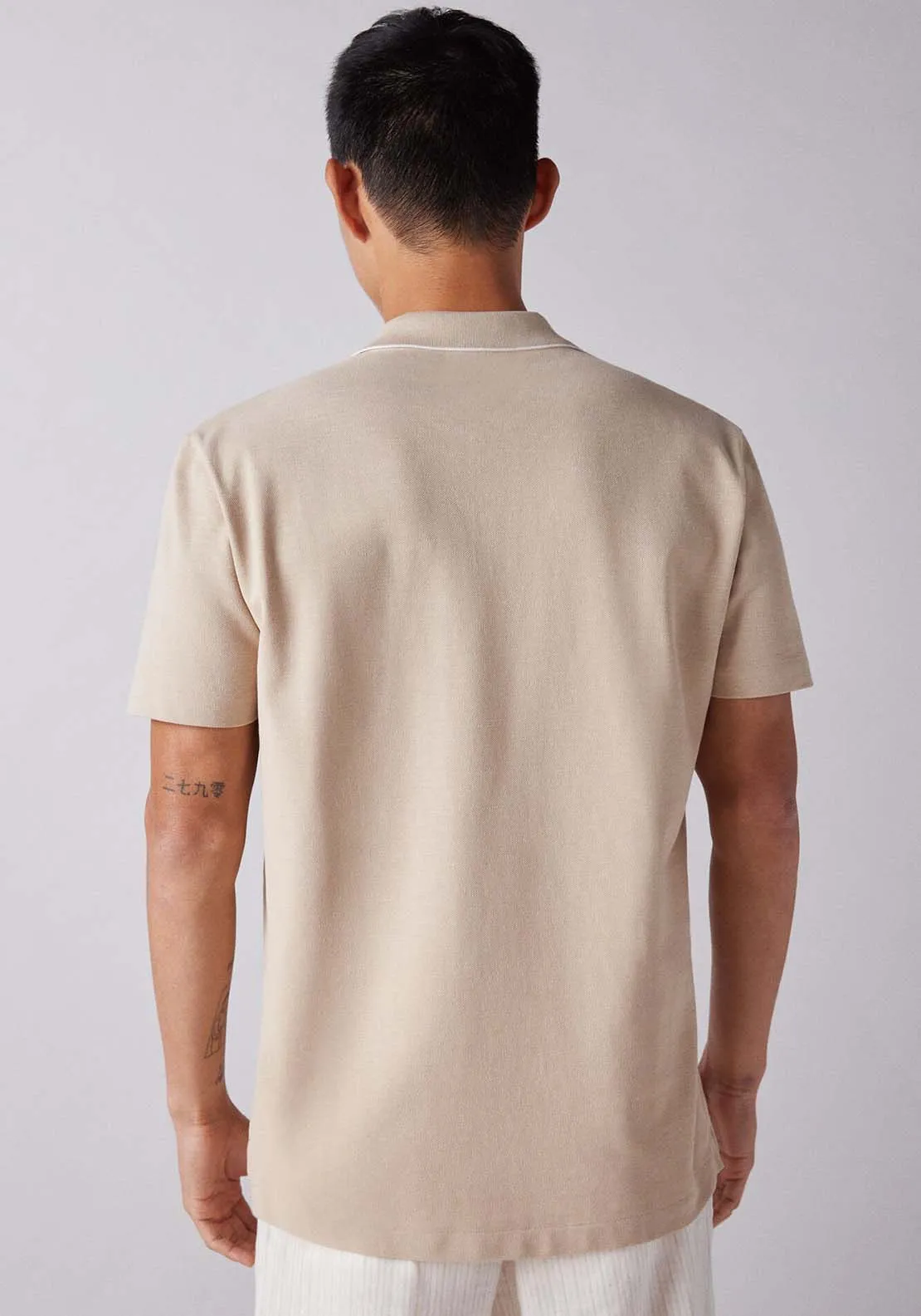 Knitted Polo - Blue / Camel