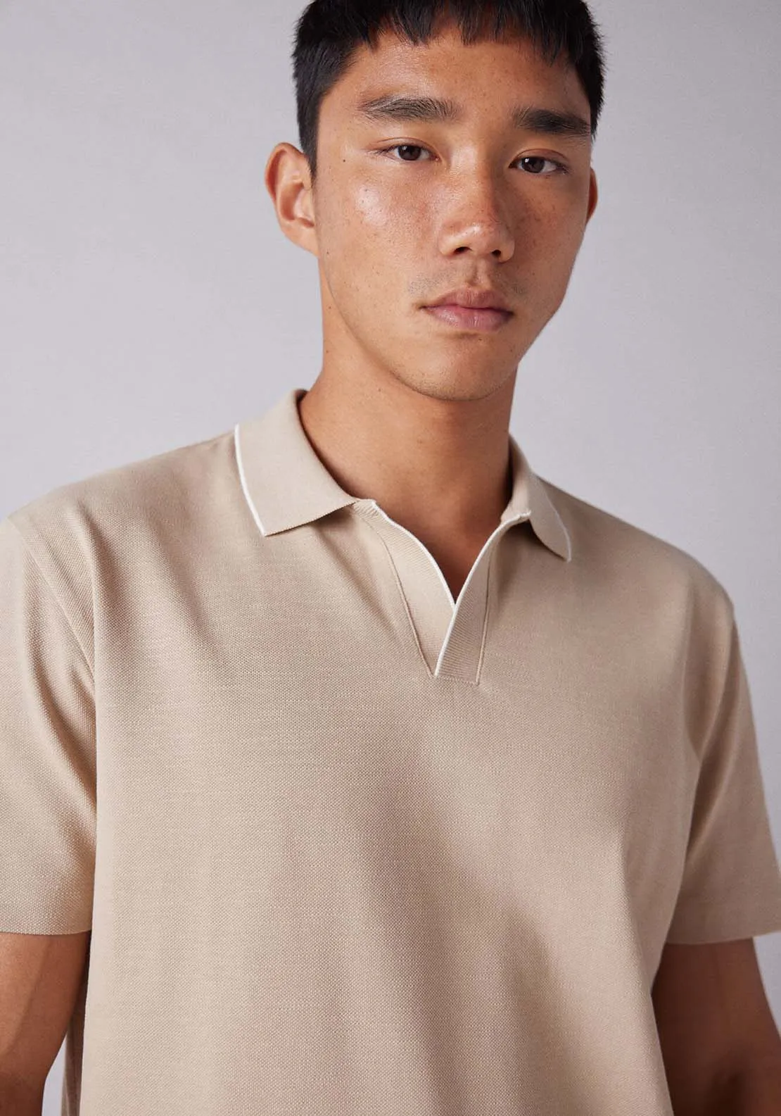 Knitted Polo - Blue / Camel