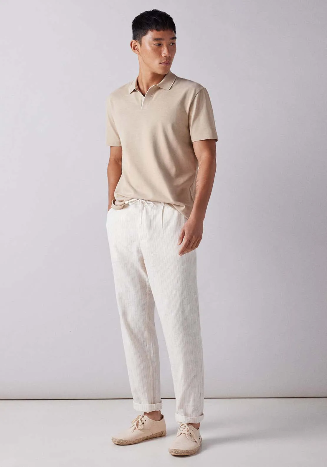 Knitted Polo - Blue / Camel