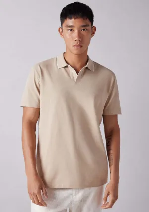 Knitted Polo - Blue / Camel