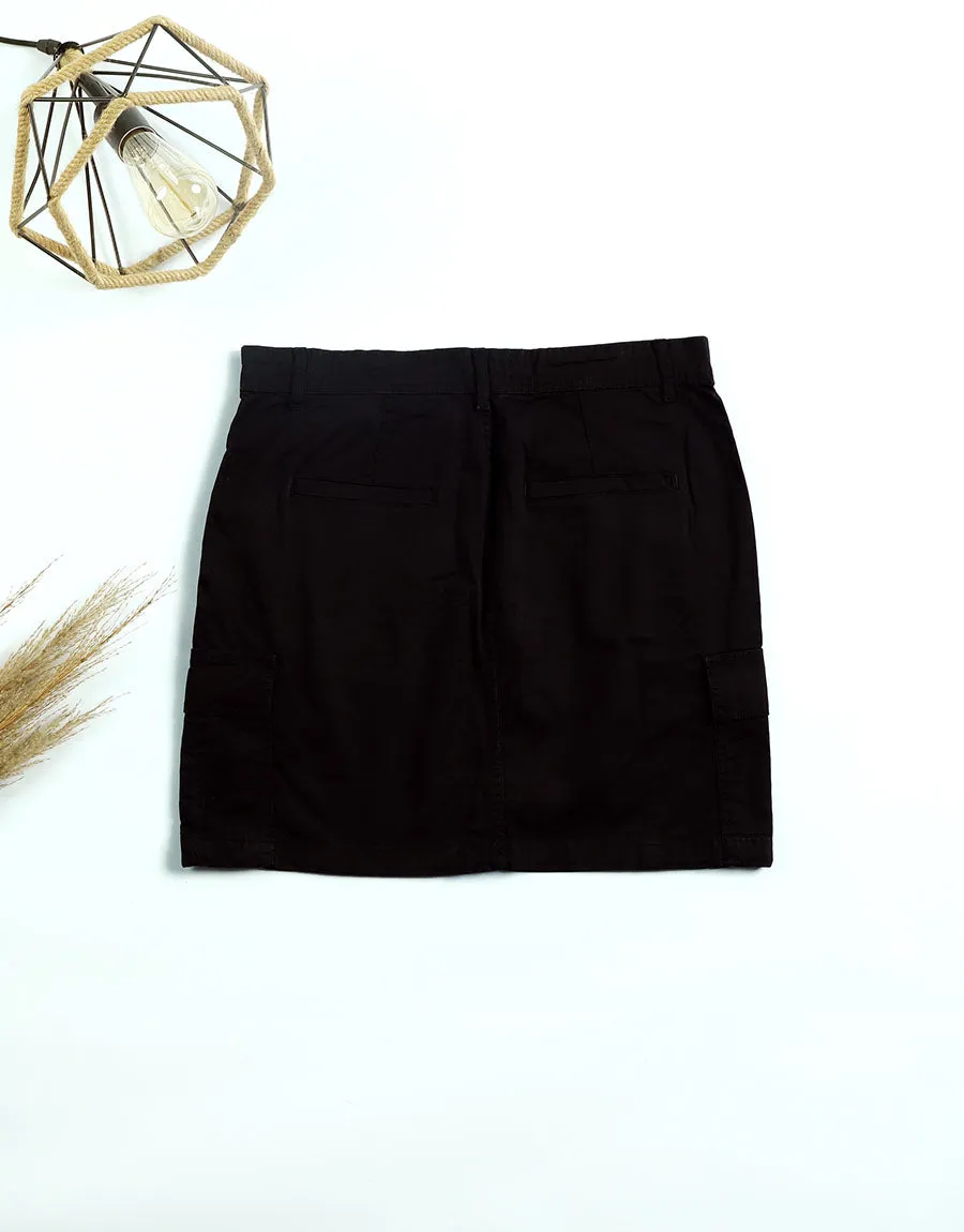 Ladies Jeans Skirt-Black