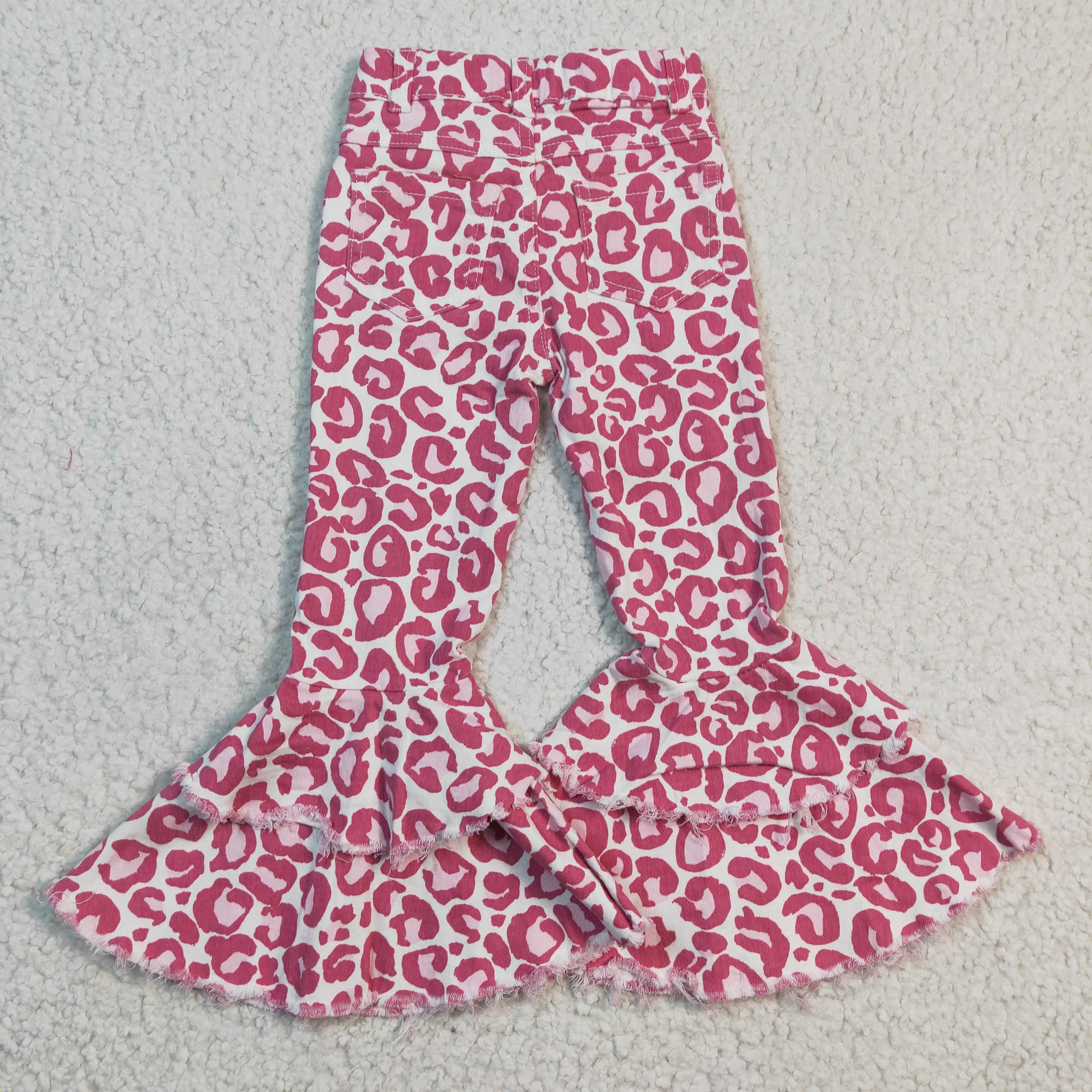 leopard pink kids denim jeans pants P0044 RTS 20230102