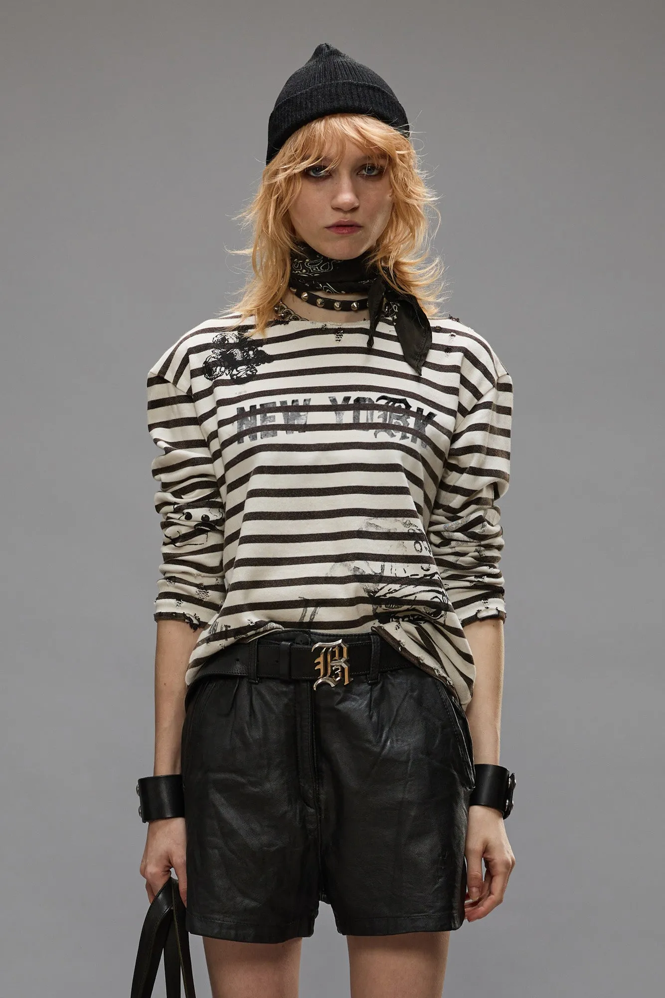 LONG SLEEVE BRETON TEE - BLACK AND WHITE STRIPE
