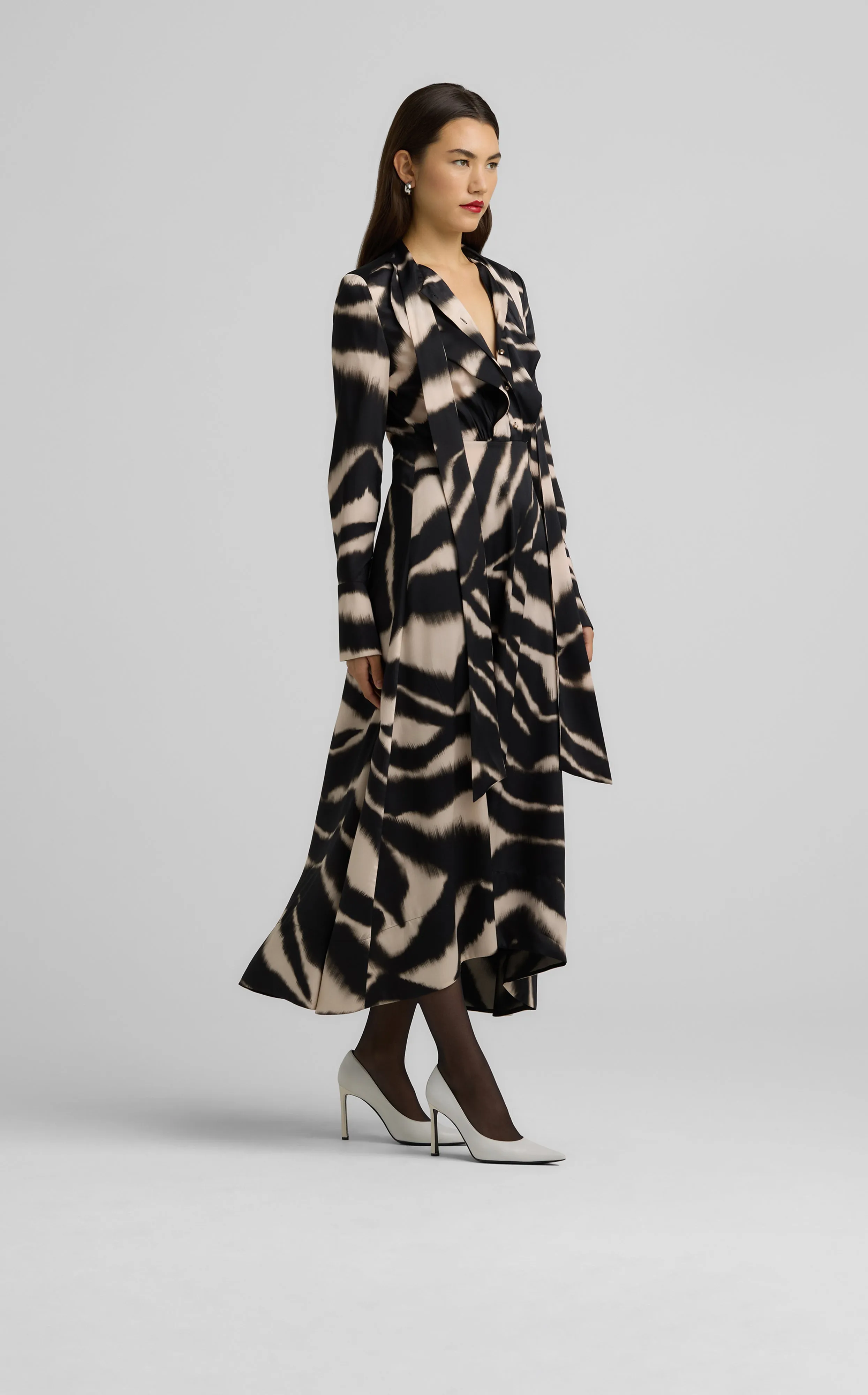 Long Sleeve Zebra Print Dress