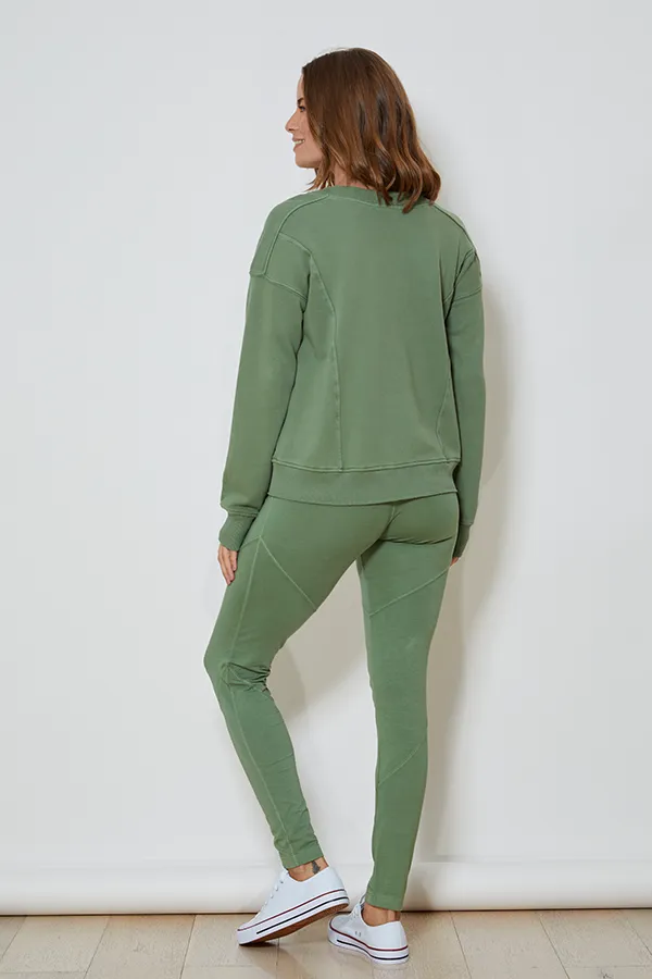 L/S Seamed Crop Sweatshirt w/Dorito Inset