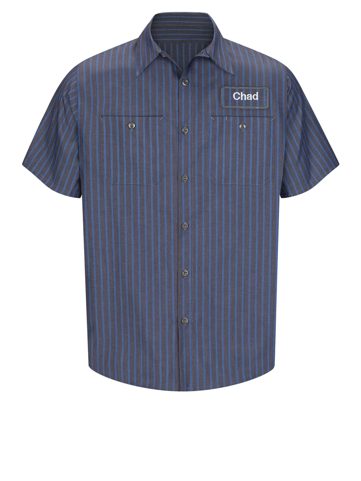 Men's Short Sleeve Industrial Work Shirt - SP24 - Grey/Blue Stripe
