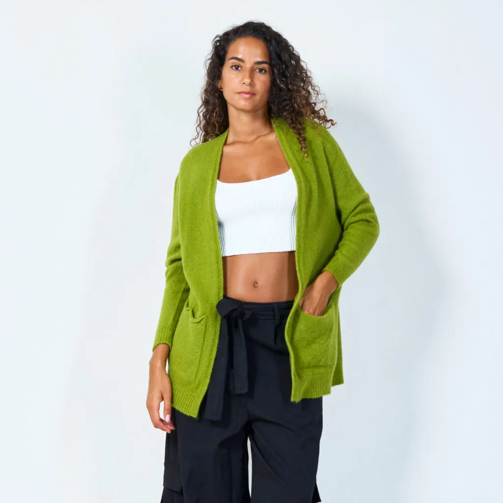 Open-front knit cardigan with pockets wholesale