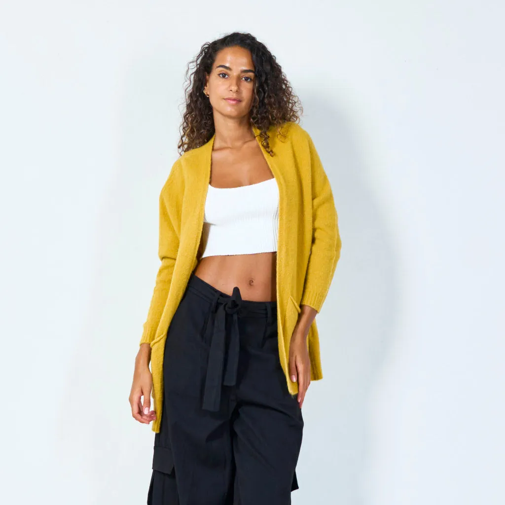 Open-front knit cardigan with pockets wholesale