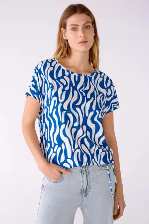 Oui 78561 Blue & White Atelier Azur Print Top