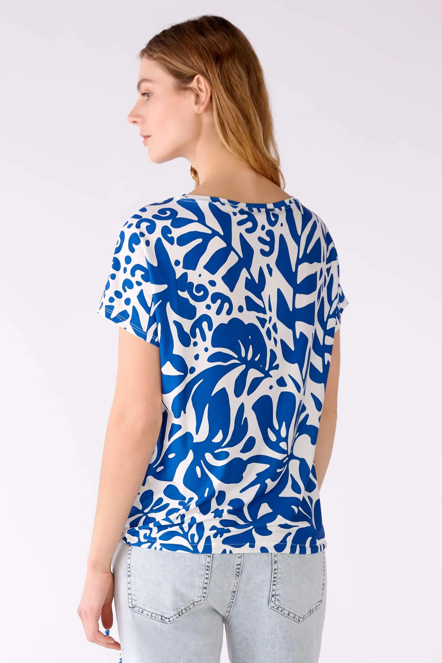 Oui 78561 Blue & White Atelier Azur Print Top
