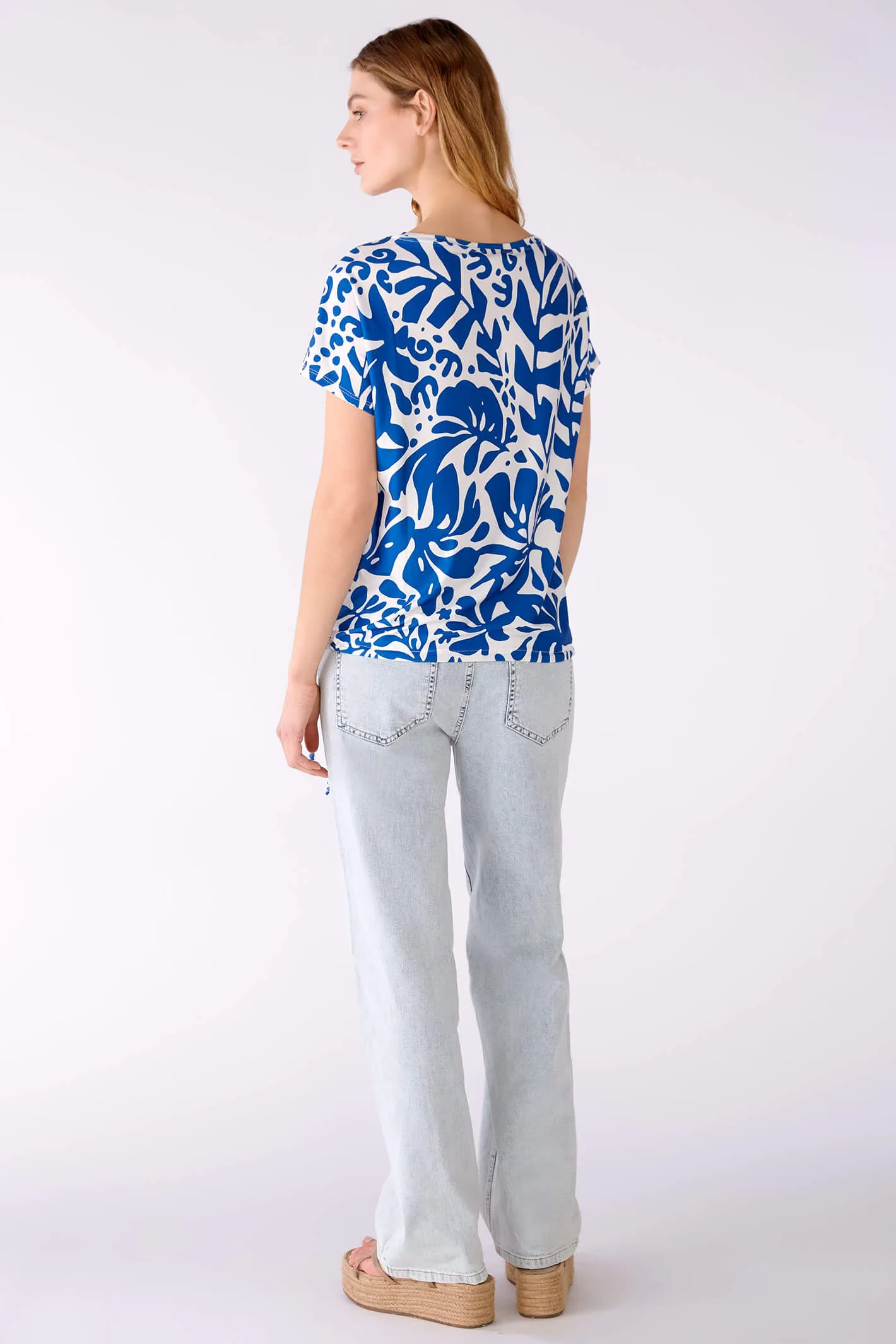 Oui 78561 Blue & White Atelier Azur Print Top