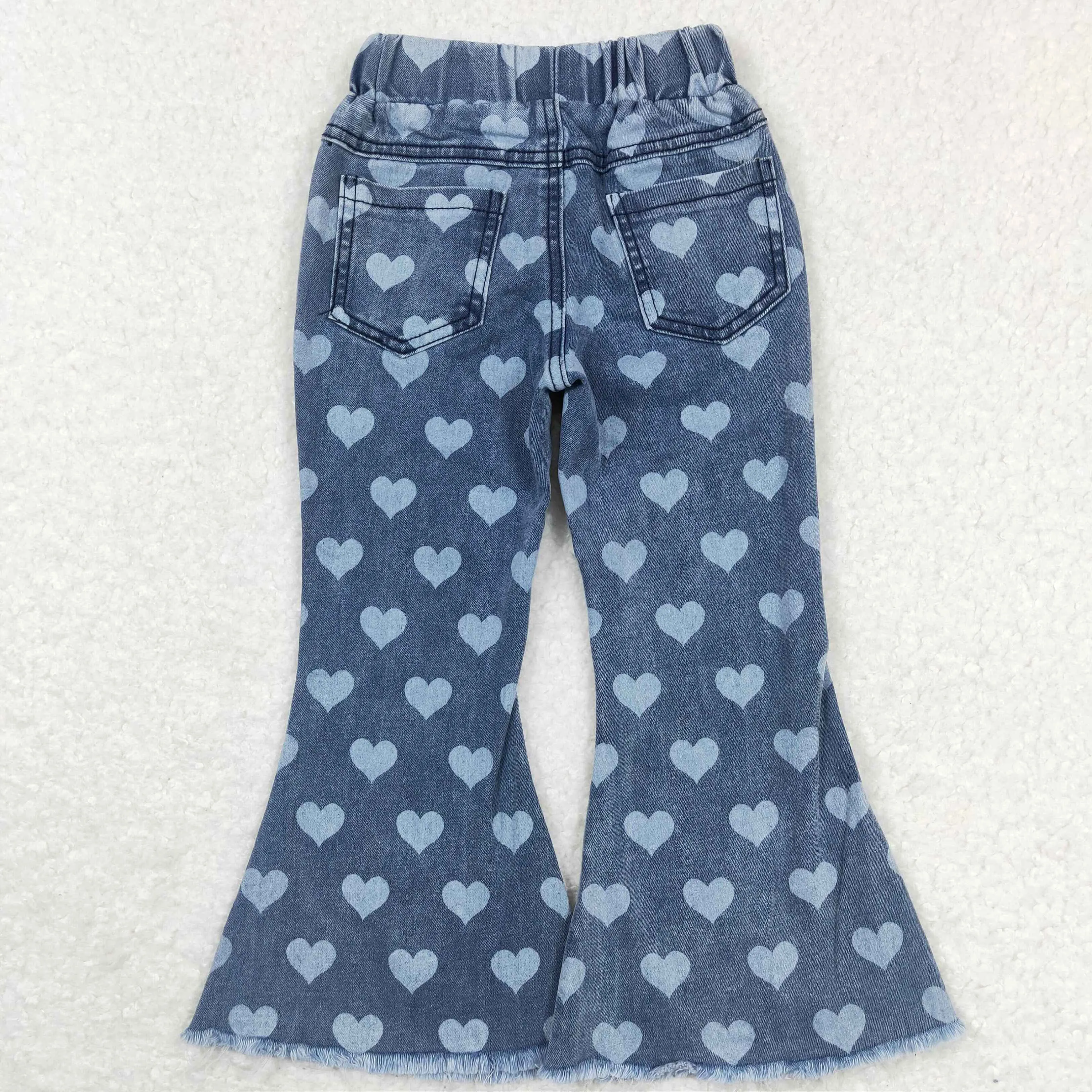 P0333  girl jeans bell bottom pant heart jeans