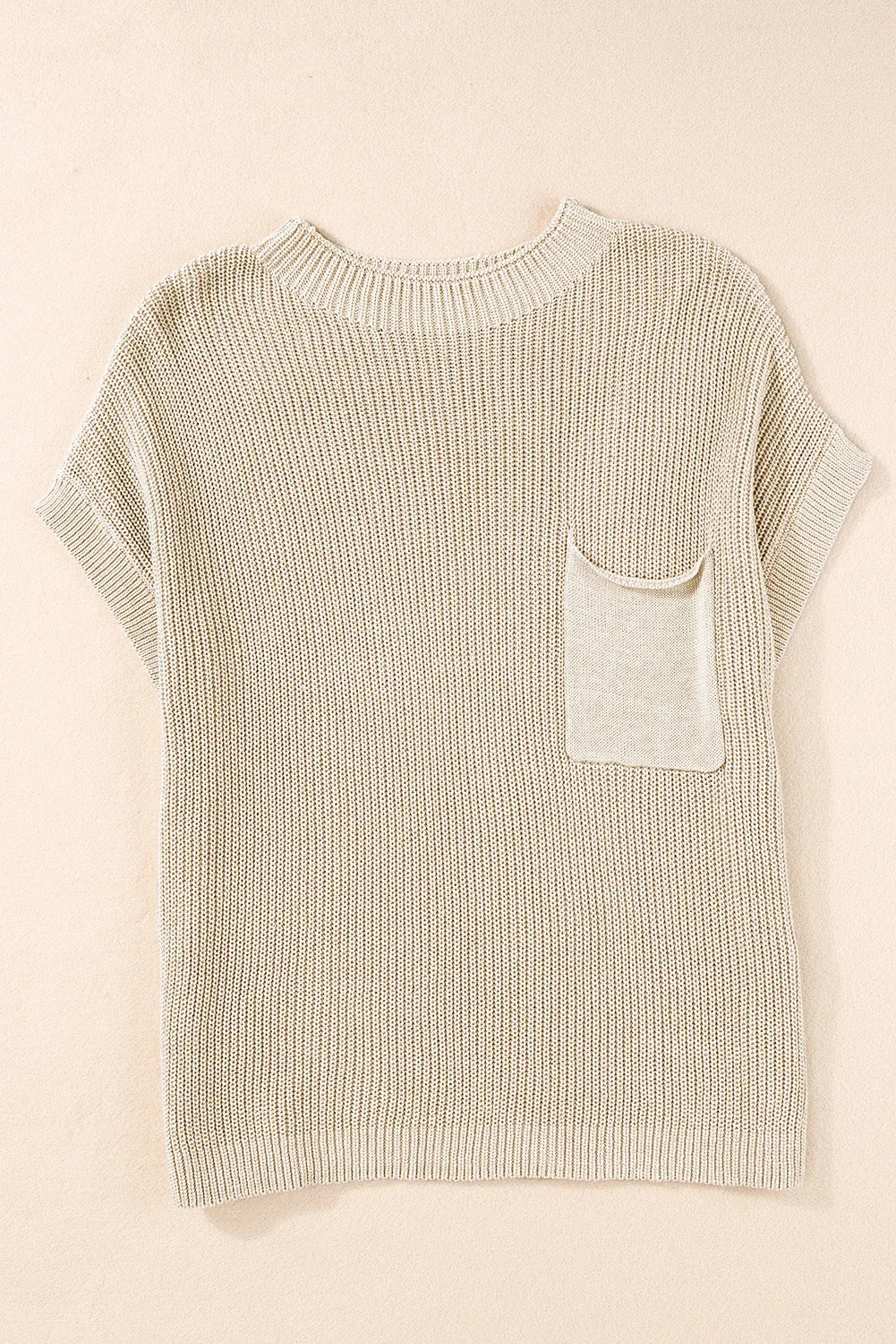 Patch Pocket Short Sleeve Sweater