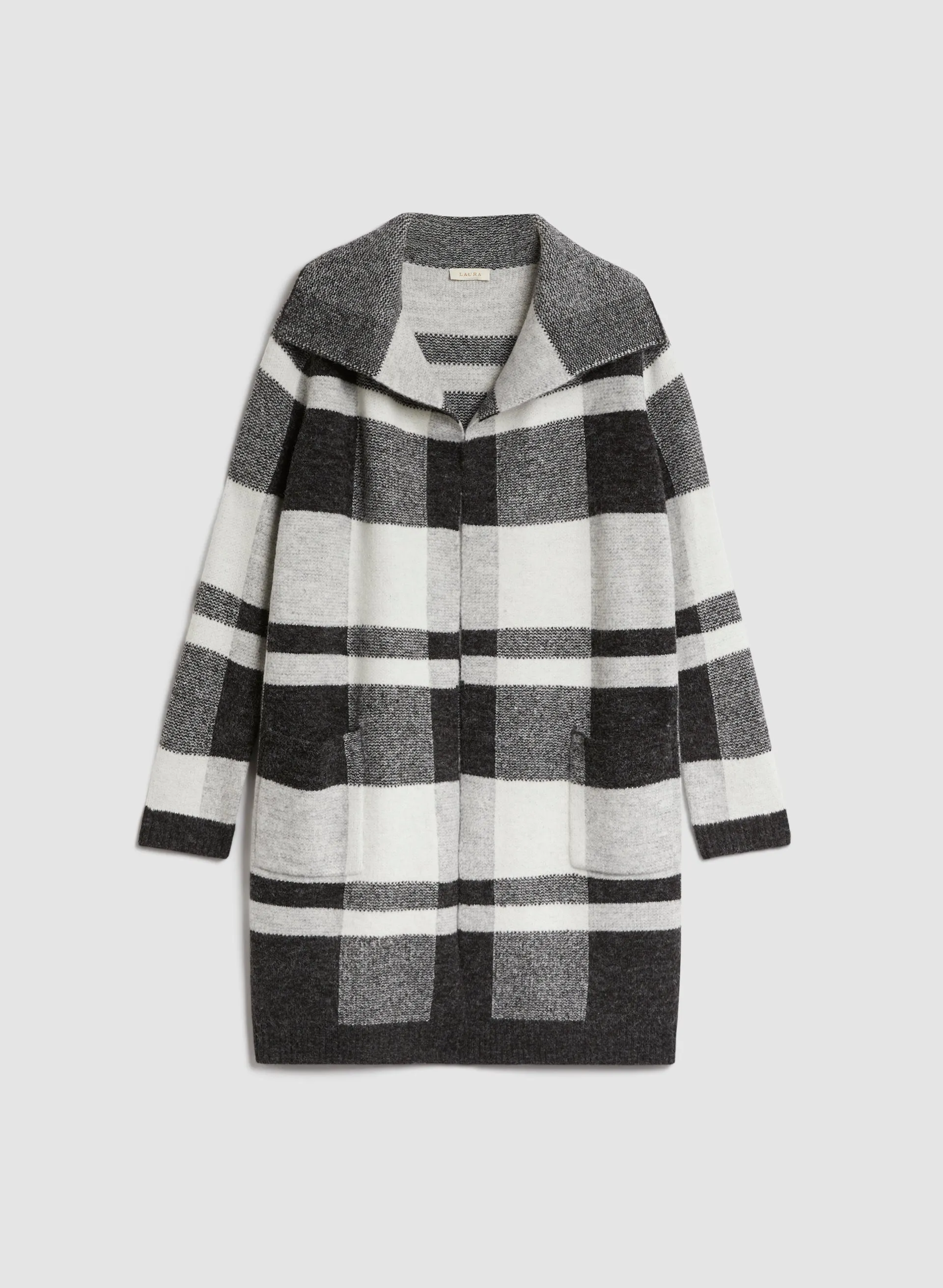 Plaid Shawl Collar Coatigan