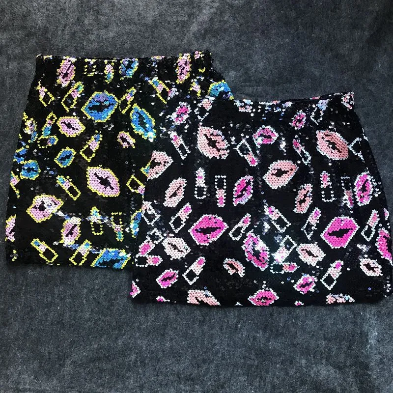Pre Order:  Elastic High Waisted Sequin Wrapped Hip Skirt